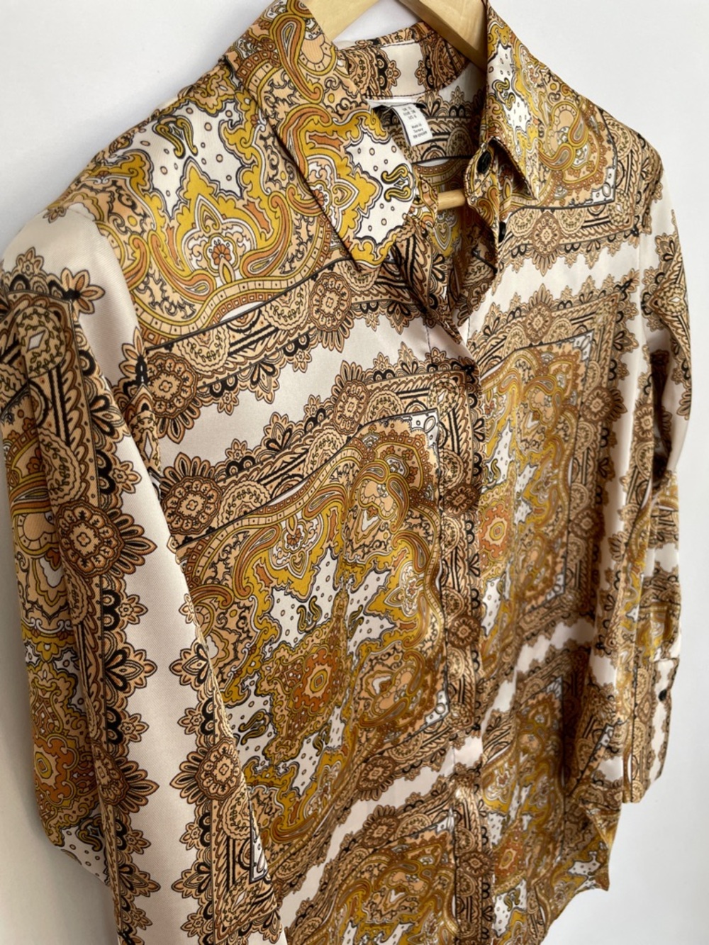 Topshop Print Button Down in Gold and Brown Size 6